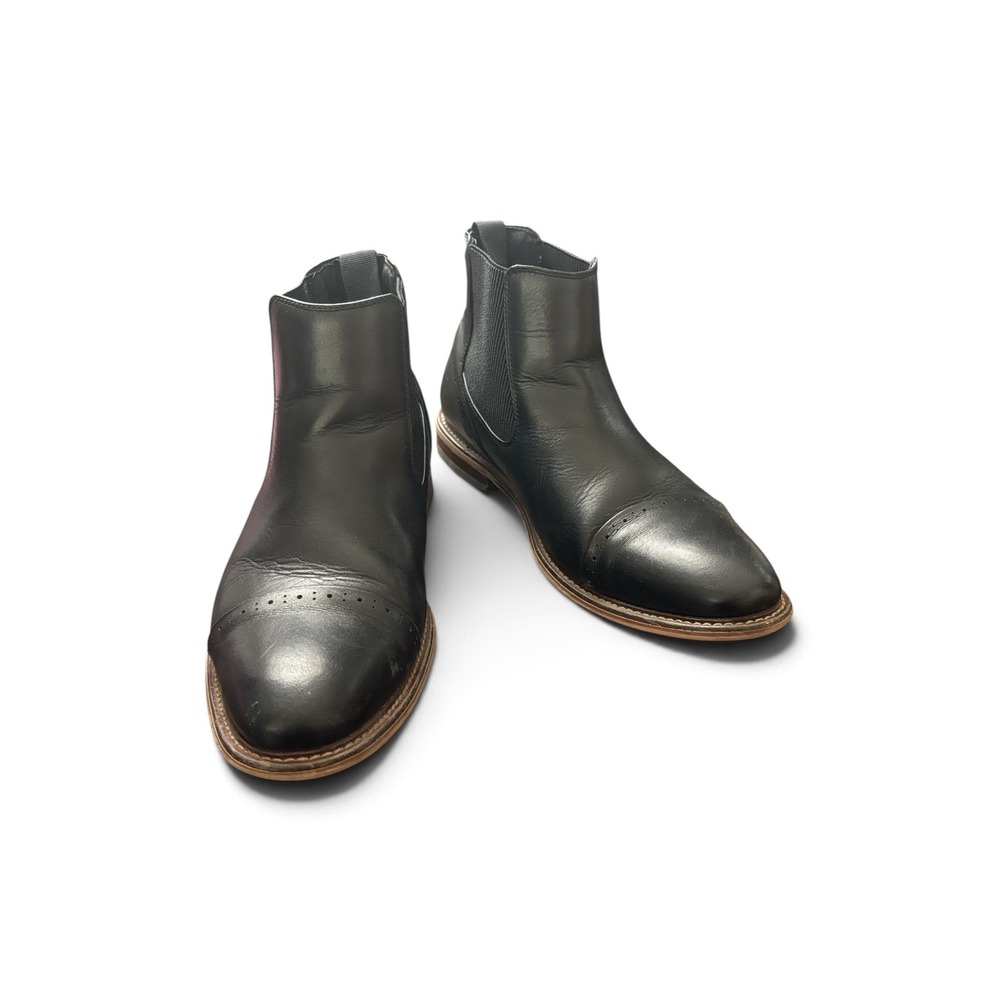 Stacy Adams Mens Red Zone Black Leather Cap Toe Chelsea Boots 25492-001 Size 9 M